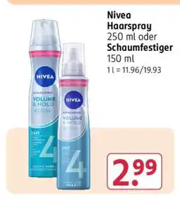 Rossmann Nivea Haarspray 250 ml oder Schaumfestiger 150 ml Angebot
