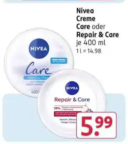 Rossmann Nivea Creme Care oder Repair & Care Angebot