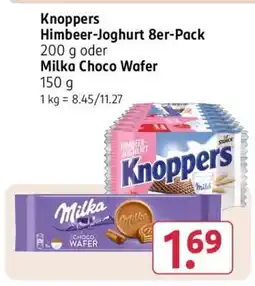 Rossmann Knoppers Himbeer-Joghurt 8er-Pack oder Milka Choco Wafer Angebot