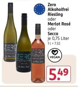 Rossmann Zero Alkoholfrei Riesling oder Merlot Rosé oder Secco Angebot