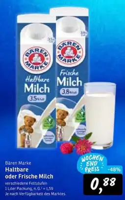 KONSUM Bären Marke Haltbare oder Frische Milch Angebot