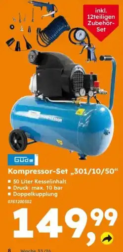 Globus Baumarkt Güde Kompressor-Set „301/10/50“ Angebot