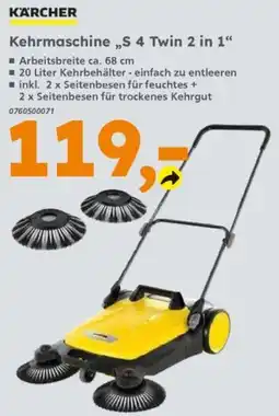 Globus Baumarkt KARCHER Kehrmachine „S 4 Twin 2 in 1“ Angebot