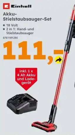 Globus Baumarkt Einhell Akku-Stielstaubsauger-Set Angebot