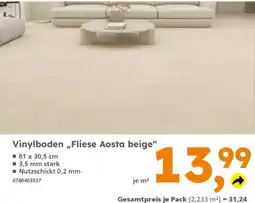 Globus Baumarkt Vinylboden „Fliese Aosta beige“ Angebot
