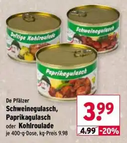 Wasgau De Pfälzer Schweinegulasch, Paprikagulasch oder Kohlroulade Angebot