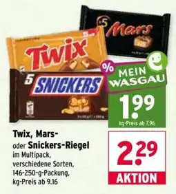 Wasgau Twix, Mars- oder Snickers-Riegel Angebot
