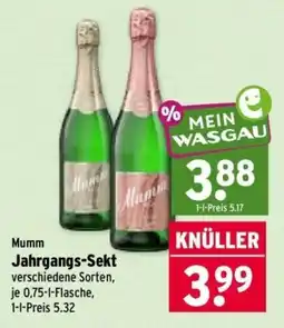 Wasgau Mumm Jahrgangs-Sekt Angebot