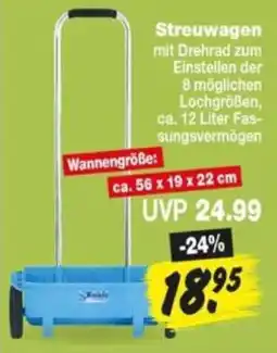 Repo Markt Streuwagen mit Drehrad zum Einstellen der 8 möglichen Lochgrößen, ca. 12 Liter Fassungsvermögen Angebot