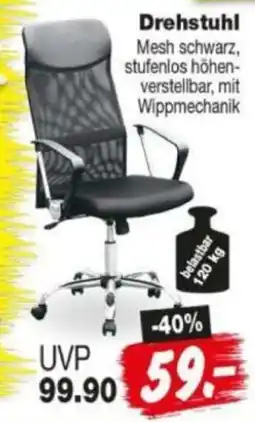 Repo Markt Drehstuhl Mesh schwarz Angebot