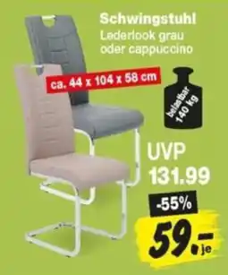 Repo Markt Schwingstuhl Lederlook grau oder cappuccino Angebot