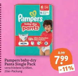 tegut Pampers baby-dry pants single pack Angebot