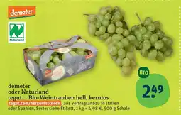 tegut Demeter bio-weintrauben hell, kernlos Angebot