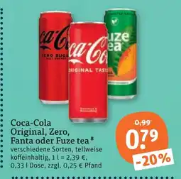 tegut Coca-cola original, zero, fanta oder fuze tea Angebot