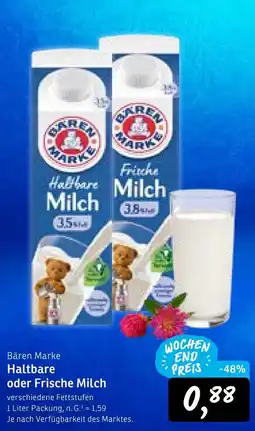 KONSUM Bären marke haltbare oder frische milch Angebot