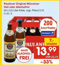 Netto Marken-Discount Paulaner original münchner hell oder alkoholfrei Angebot