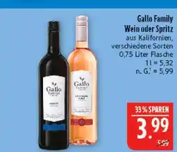 Marktkauf Gallo family wein oder spritz Angebot