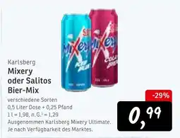 KONSUM Karlsberg mixery oder salitos bier mix Angebot