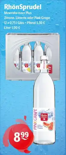 Getränke Hoffmann RhönSprudel Mineralwasser Plus Zitrone, Limette oder Pink Grape Angebot