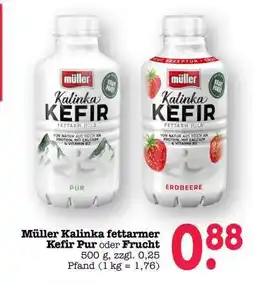 Scheck-in-Center Müller Kalinka fettarmer Kefir Pur oder Frucht Angebot