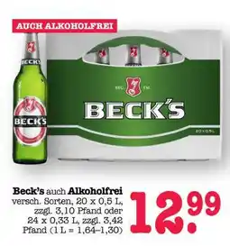 Scheck-in-Center Beck's auch Alkoholfrei Angebot