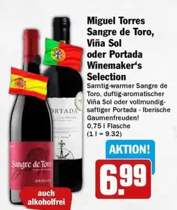 HIT Miguel Torres Sangre de Toro, Viña Sol oder Portada Winemaker‘s Selection Angebot