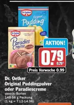 HIT Dr. Oetker Original Puddingpulver oder Paradiescreme Angebot