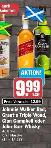 HIT Johnnie Walker Red, Grant‘s Triple Wood, Clan Campbell oder John Barr Whisky Angebot