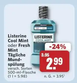 Combi Listerine Cool Mint oder Fresh Mint Tägliche Mundspülung Angebot