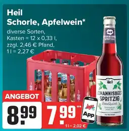 Getränke Heurich Heil Schorle, Apfelwein Angebot