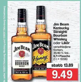 Famila Nord West Jim Beam Kentucky Straight Bourbon Whiskey Angebot