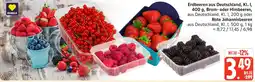 Marktkauf Erdbeeren aus Deutschland, Kl. I, 400 g, Brom oder Himbeeren, oder Rote Johannisbeeren Angebot
