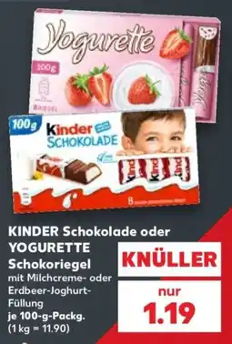 Kaufland KINDER Schokolade oder YOGURETTE Angebot