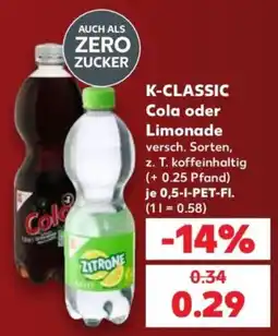 Kaufland K-CLASSIC Cola oder Limonade Angebot