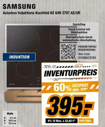 Expert Bening Samsung Autarkes Induktions Kochfeld NZ 64N 3707 AS/UR Angebot