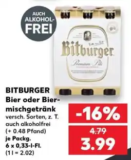 Kaufland BITBURGER Bier oder Biermischgetränk Angebot