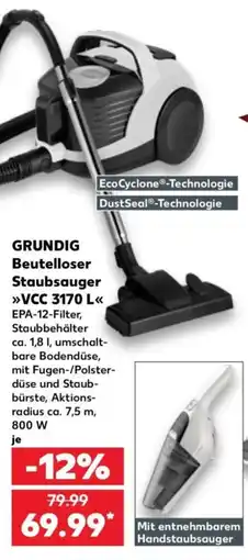Kaufland GRUNDIG Beutelloser Staubsauger VCC 3170 L Angebot
