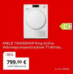 MediaMarkt MIELE TWA520WP 8 kg Active Wärmepumpentrockner T1 White Angebot
