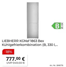 MediaMarkt LIEBHERR KGNsf 1863 Bex Kühlgefrierkombination Angebot