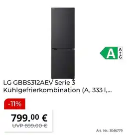 MediaMarkt LG GBBS312AEV Serie 3 Kühlgefrierkombination Angebot