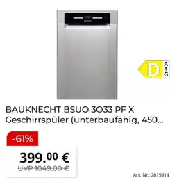 MediaMarkt BAUKNECHT BSUO 3033 PF X Geschirrspüler Angebot