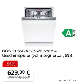 MediaMarkt BOSCH SMV4ECX32E Serie 4 Geschirrspüler Angebot