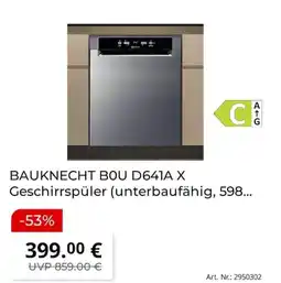 MediaMarkt BAUKNECHT BOU D641A X Geschirrspüler Angebot