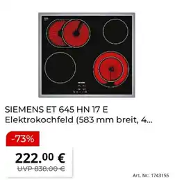MediaMarkt SIEMENS ET 645 HN 17 E Elektro Kochfeld Angebot