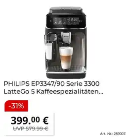 MediaMarkt PHILIPS EP3347/90 Serie 3300 LatteGo 5 Kaffeespezialitäten Angebot