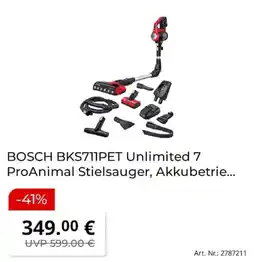 MediaMarkt BOSCH BKS711PET Unlimited 7 ProAnimal Stielsauger Angebot