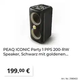 MediaMarkt PEAQ ICONIC Party 1 PPS 200-RW Speaker, Schwarz mit goldenen... Angebot