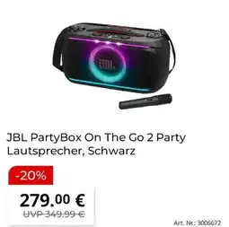 MediaMarkt JBL PartyBox On The Go 2 Party Lautsprecher, Schwarz Angebot