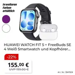 MediaMarkt HUAWEI WATCH FIT 5 + FreeBuds SE 4 Weiß Smartwatch und Kopfhörer Angebot