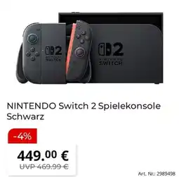 MediaMarkt NINTENDO Switch 2 Spielekonsole Schwarz Angebot